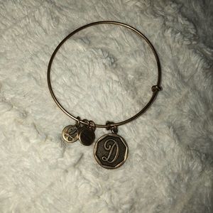Alex & Ani “D” bracelet brushed nickel/gold color